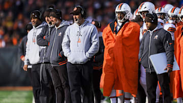 Dec 22, 2024; Cincinnati, Ohio, USA; Cleveland Browns head coach Kevin Stefanski during the second half against the Cincinnati Bengals at Paycor Stadium. Mandatory Credit: Katie Stratman-Imagn Images