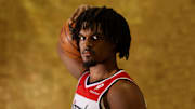 Sep 29, 2025; Washington, DC, USA; Washington Wizards guard Dillon Jones (33) poses for a portrait during Wizards Media Day at CareFirst Arena.  Mandatory Credit: Geoff Burke-Imagn Images