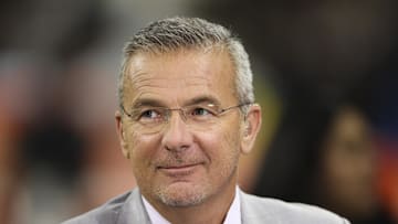 Dec 3, 2022; Indianapolis, Indiana, USA; FOX Sports analyst Urban Meyer, Mandatory Credit: Trevor Ruszkowski-Imagn Images