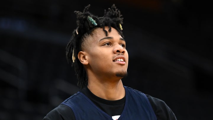 Mar 27, 2024; Boston, MA, USA; Illinois Fighting Illini guard Terrence Shannon Jr. (0) practices before round 3 of the 2024 NCAA Tournament at the TD Garden. Mandatory Credit: Brian Fluharty-USA TODAY Sports