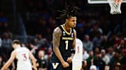 Vanderbilt Commodores guard Jason Edwards (1) reacts in the second half against the St. Mary's Gaels at Rocket Arena.
