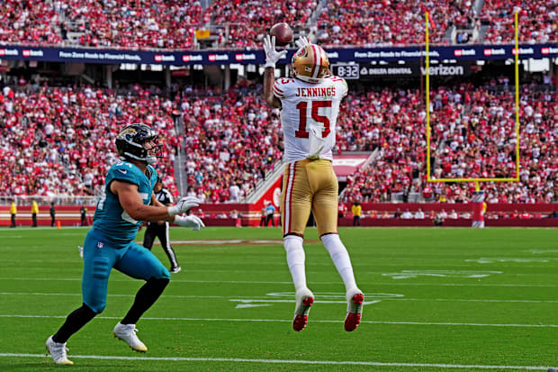San Francisco 49ers wide receiver Jauan Jennings (15).