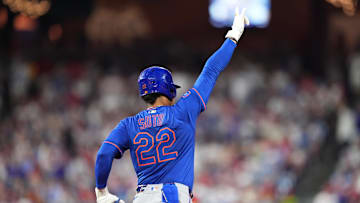 New York Mets outfielder Juan Soto rounds the bases after hitting a home run against the Philadelphia Phillies in the fifth inning at Citizens Bank Park. 
