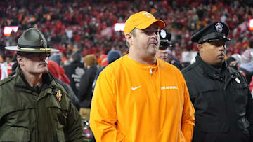 Tennessee football coach Josh Heupel walks off the field after the loss to Ohio State after their NCAA college football playoff game on Saturday, Dec. 21, 2024, in Columbus, Ohio.
