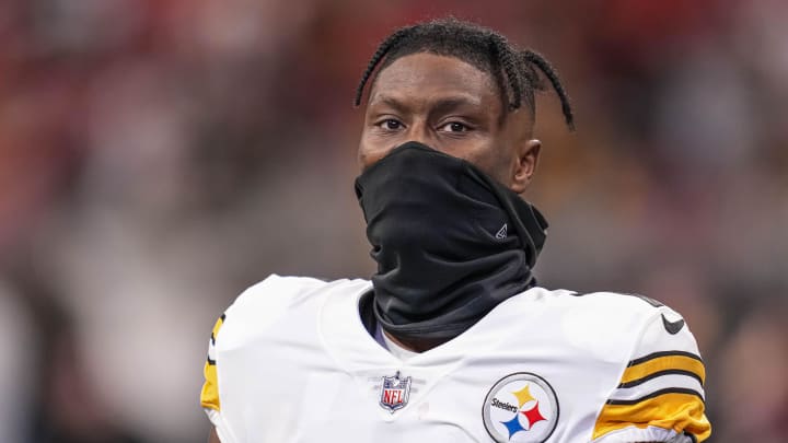 Dec 4, 2022; Atlanta, Georgia, USA; Pittsburgh Steelers wide receiver George Pickens (14) on the field during warm up prior to the game against the Atlanta Falcons at Mercedes-Benz Stadium. Mandatory Credit: Dale Zanine-USA TODAY Sports