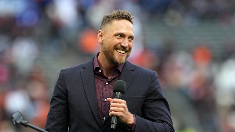 Sep 17, 2022; San Francisco, California, USA; San Francisco Giants former outfielder Hunter Pence