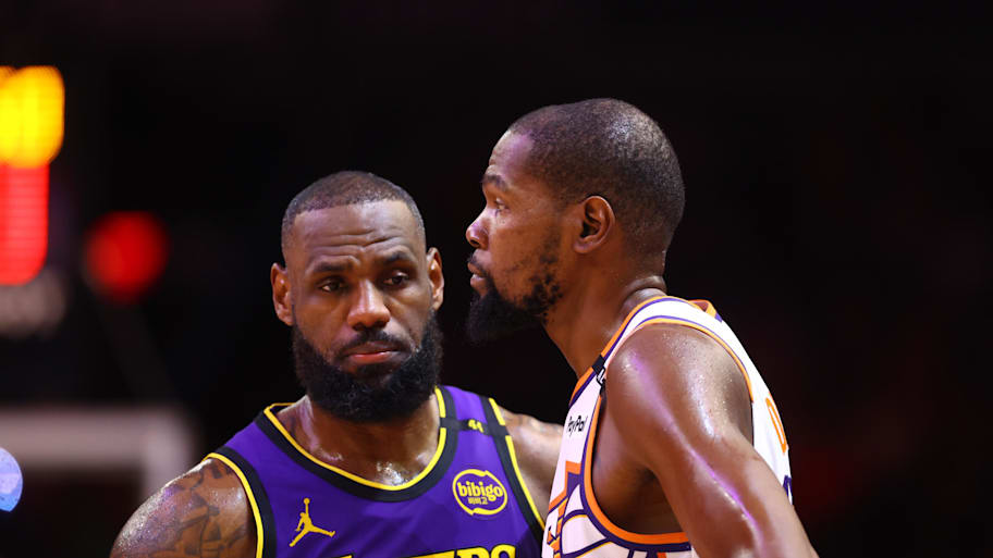 Los Angeles Lakers forward LeBron James against Phoenix Suns forward Kevin Durant.