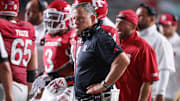 Aug 29, 2024; Piscataway, New Jersey, USA; Rutgers Scarlet Knights head coach Greg Schiano looks on during the second half against the Howard Bison at SHI Stadium. Mandatory Credit: Vincent Carchietta-Imagn Images