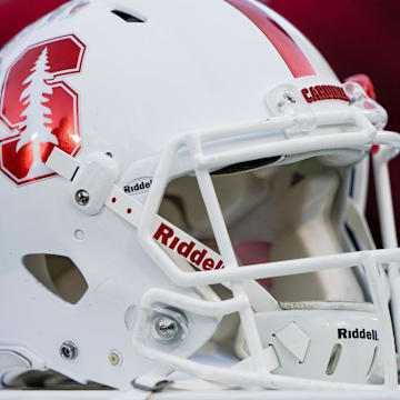 Oct 27, 2018; Stanford, CA, USA; General view of the Stanford Cardinal helmet during the first quarter against the Washington State Cougars at Stanford Stadium. Mandatory Credit: Stan Szeto-Imagn Images