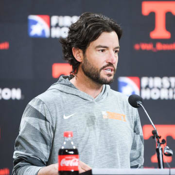 Tennessee head baseball coach Tony Vitello speaks during a press conference at University of Tennessee, Thursday, March 24, 2022.

Tony0324 0001