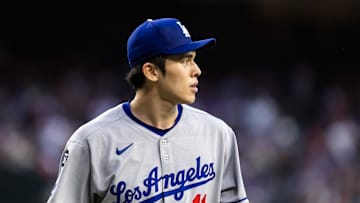 May 9, 2025; Phoenix, Arizona, USA; Los Angeles Dodgers pitcher Roki Sasaki (11) against the Arizona Diamondbacks at Chase Field.