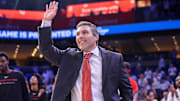 UNLV Rebels head coach Josh Pastner is recognized before the game against the Memphis Tigers at FedExForum. Mandatory Credit: Wesley Hale-Imagn Images