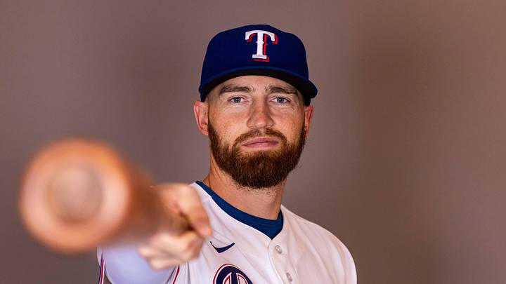 Feb 17, 2026; Surprise, AZ, USA; Texas Rangers outfielder Brandon Nimmo during media day at Surprise Sports Complex. Mandatory Credit: Arianna Grainey-Imagn Images