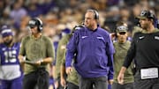 Nov 11, 2023; Fort Worth, Texas, USA; TCU Horned Frogs head coach Sonny Dykes during the game between the TCU Horned Frogs and the Texas Longhorns at Amon G. Carter Stadium. Mandatory Credit: Jerome Miron-Imagn Images