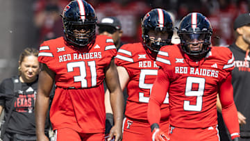 Oct 18, 2025; Tempe, Arizona, USA; Texas Tech Red Raiders linebacker David Bailey (31) and Romello Height (9) against the Arizona State Sun Devils at Mountain America Stadium. Mandatory Credit: Mark J. Rebilas-Imagn Images