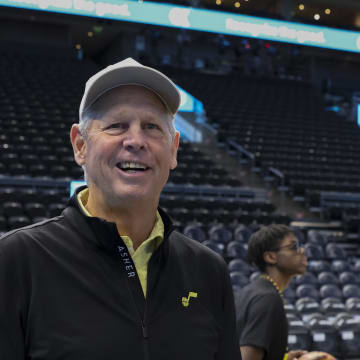 Oct 27, 2023; Salt Lake City, Utah, USA; Utah Jazz CEO Danny Ainge before a game against the Los Angeles Clippers at Delta Center. Mandatory Credit: Rob Gray-USA TODAY Sports
