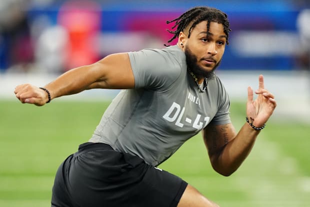 Dallas Cowboys defensive lineman Marshawn Kneeland at the 2024 NFL Combine
