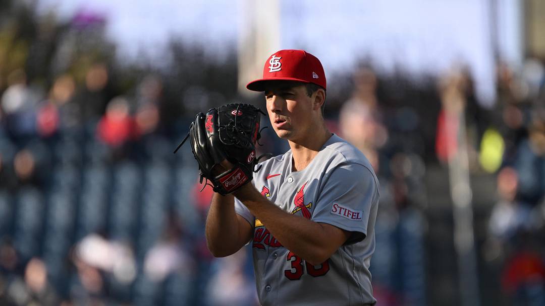 Apr 8, 2026; Washington, District of Columbia, USA; Starting pitcher Michael McGreevy (36) prepares to throw a pitch against the Washington Nationals during the sixth inning at Nationals Park. Mandatory Credit: Rafael Suanes-Imagn Images