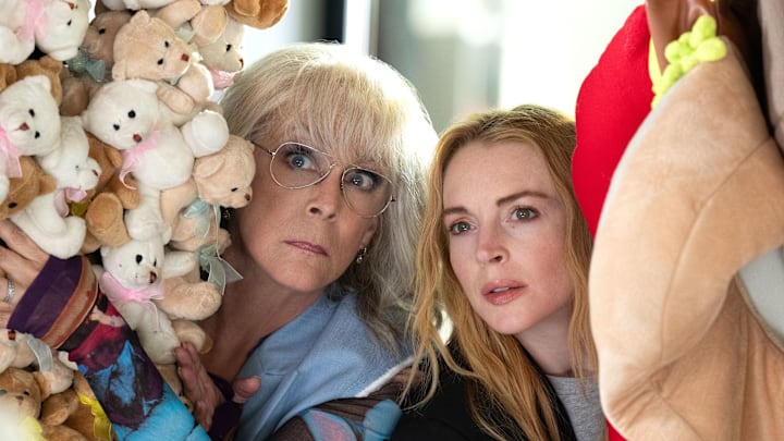 (L-R) Jamie Lee Curtis as Tess Coleman Lindsay Lohan as Anna Coleman in Disney's FREAKIER FRIDAY. Photo by Glen Wilson. © 2025 Disney Enterprises, Inc. All Rights Reserved.