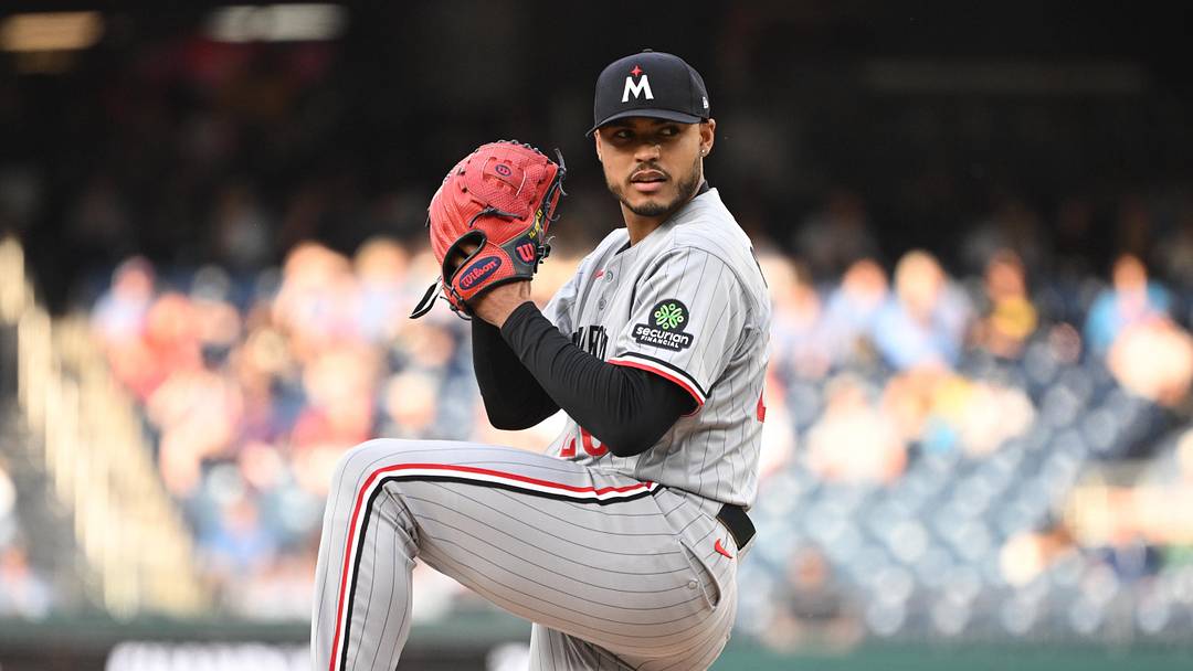 May 5, 2026; Washington, District of Columbia, USA;  Minnesota Twins starting pitcher Taj Bradley (26) prepares to throw a pitch against the Washington Nationals during the first inning at Nationals Park. 