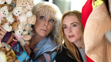 (L-R) Jamie Lee Curtis as Tess Coleman Lindsay Lohan as Anna Coleman in Disney's FREAKIER FRIDAY. Photo by Glen Wilson. © 2025 Disney Enterprises, Inc. All Rights Reserved.