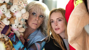 (L-R) Jamie Lee Curtis as Tess Coleman Lindsay Lohan as Anna Coleman in Disney's FREAKIER FRIDAY. Photo by Glen Wilson. © 2025 Disney Enterprises, Inc. All Rights Reserved.