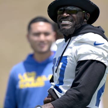 May 28, 2024; Thousand Oaks, CA, USA; Los Angeles Rams cornerback Tre'Davious White (27) works out during OTAs at the team training facility at California Lutheran University. Mandatory Credit: Jayne Kamin-Oncea-USA TODAY Sports