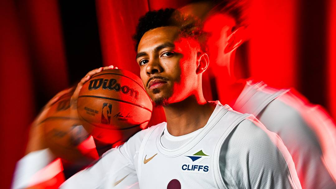Sep 28, 2026; Cleveland, OH, USA; Cleveland Cavaliers guard Craig Porter Jr. (9) poses for a photo during media day at Rocket Arena. Mandatory Credit: Ken Blaze-Imagn Images