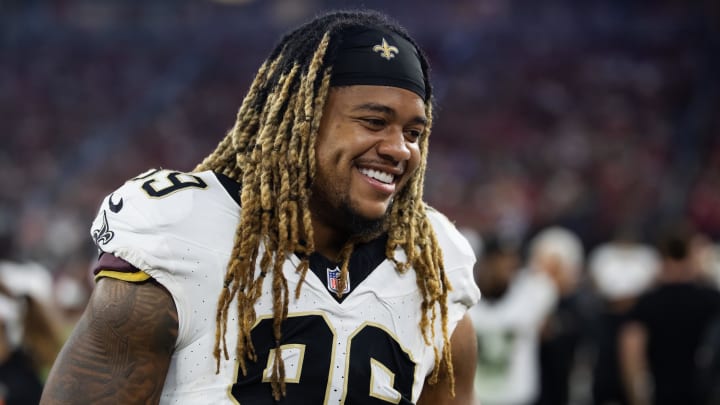 Aug 10, 2024; Glendale, Arizona, USA; New Orleans Saints defensive end Chase Young (99) against the Arizona Cardinals during a preseason NFL game at State Farm Stadium. Mandatory Credit: Mark J. Rebilas-USA TODAY Sports