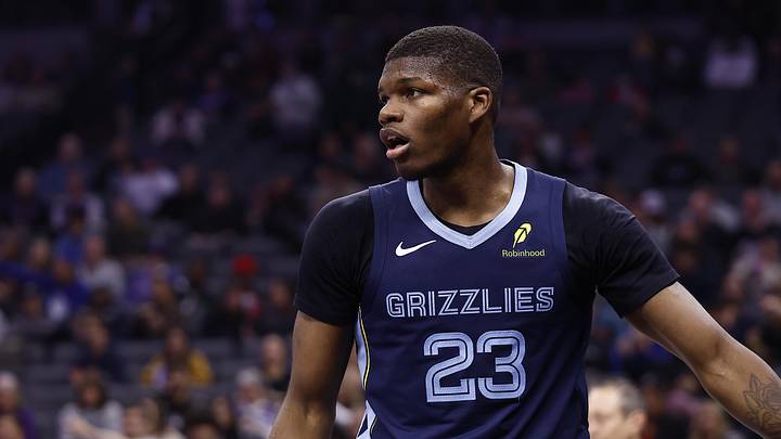 Nov 30, 2025; Sacramento, California, USA; Memphis Grizzlies guard Cedric Coward (23) after a play agains the Sacramento Kings during the second quarter at Golden 1 Center. Mandatory Credit: Kelley L Cox-Imagn Images