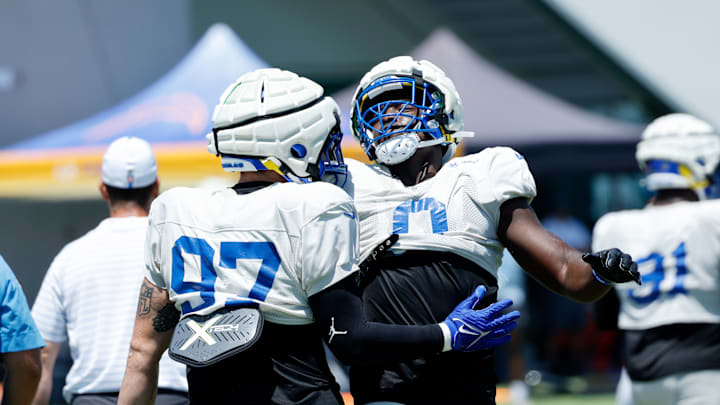 Los Angeles Rams & Los Angeles Chargers Joint Practice, Byron Young, Michael Hoecht