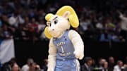 Mar 18, 2025; Dayton, OH, USA; North Carolina Tar Heels mascot “Rameses” walks the court in the first half against the San Diego State Aztecs at UD Arena. 