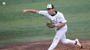 Vanderbilt pitcher Alex Kranzler (77) pitches during a NCAA baseball game between the Tennessee Volunteers and Vanderbilt Commodores at Lindsey Nelson Stadium on May 11, 2025. Vanderbilt won 7-5 against Tennessee.