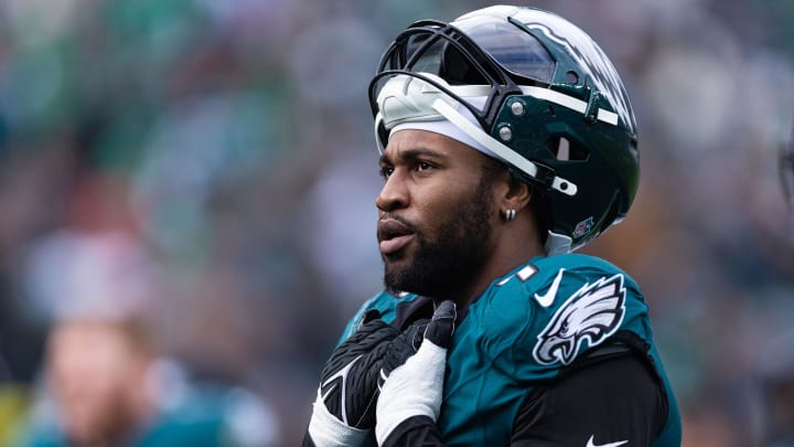 Dec 31, 2023; Philadelphia, Pennsylvania, USA; Philadelphia Eagles linebacker Haason Reddick (7) looks on during the second quarter against the Arizona Cardinals at Lincoln Financial Field.