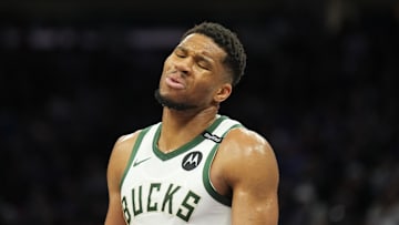 Milwaukee Bucks forward Giannis Antetokounmpo reacts during the third quarter against the Sacramento Kings at Golden 1 Center on March 22.