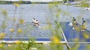 Jul 25, 2024; Paris, FRANCE; New Zealand rowers practice in preparation for the Paris 2024 Olympic Summer Games. 
