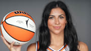 Phoenix Mercury player Megan McConnell poses for a photo during Media Day.