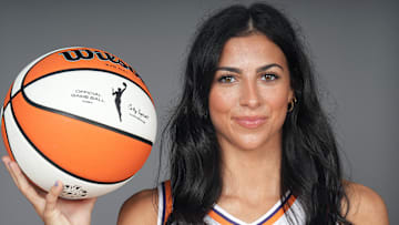 Phoenix Mercury player Megan McConnell poses for a photo during Media Day.