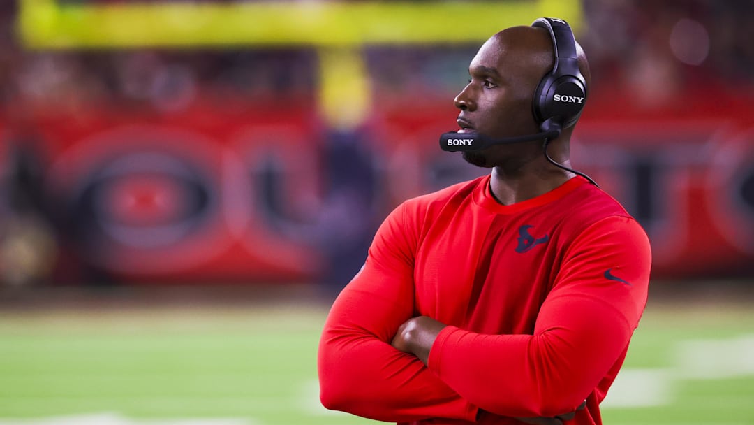 Dec 21, 2025; Houston, Texas, USA; Houston Texans head coach Demeco Ryans stands on the sidelines during the fourth quarter against the Las Vegas Raiders at NRG Stadium. Mandatory Credit: Thomas Shea-Imagn Images Dec 21, 2025; Houston, Texas, USA; Houston Texans head coach Demeco Ryans stands on the sidelines during the fourth quarter against the Las Vegas Raiders at NRG Stadium. Mandatory Credit: Thomas Shea-Imagn Images