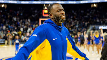 Apr 7, 2024; San Francisco, California, USA; Golden State Warriors forward Draymond Green (23) celebrates after beating the Utah Jazz at Chase Center. Mandatory Credit: Bob Kupbens-USA TODAY Sports