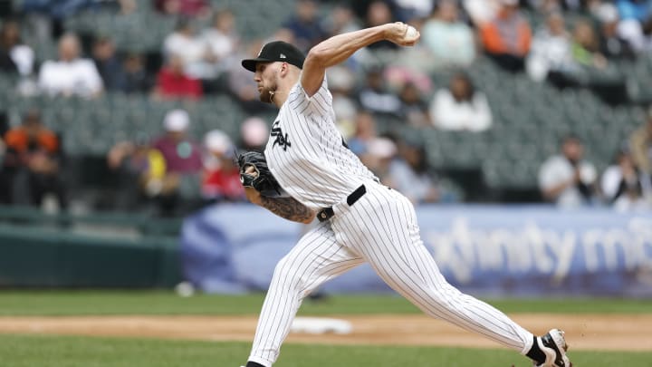 May 26, 2024; Chicago, Illinois, USA; Chicago White Sox starting pitcher Garrett Crochet (45) delivers a pitch against the Baltimore Orioles during the first inning at Guaranteed Rate Field. Mandatory Credit: Kamil Krzaczynski-USA TODAY Sports