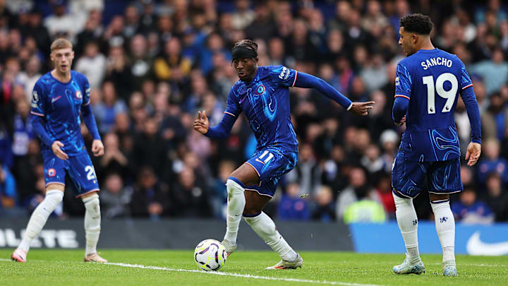Cole Palmer (left), Noni Madueke (middle) and Jadon Sancho (right) have 18 G+A between them in the Premier League this season. Cole Palmer (left), Noni Madueke (middle) and Jadon Sancho (right) have 18 G+A between them in the Premier League this season.
