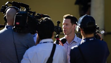 Nov 7, 2023; Scottsdale, AZ, USA; Boston Red Six chief baseball officer Craig Breslow speaks to the