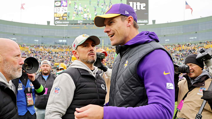 Green Bay Packers head coach Matt LaFleur and Minnesota Vikings head coach Kevin O'Connell