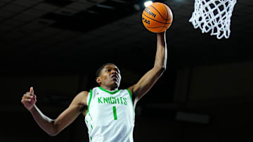 St. Mary’s forward Cameron Williams (1) dunks against Deer Valley during the 4A State Championship at Veterans Memorial Coliseum in Phoenix on March 6, 2025.
