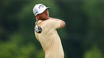 Sam Burns takes a swing during the second round of the 2025 U.S. Open at Oakmont Country Club