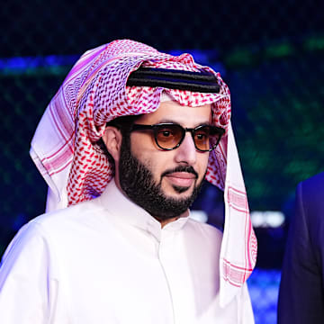 Alalshikh, left, and White at UFC Fight Night in June 2024.