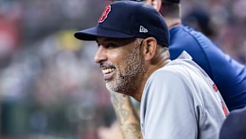 Sep 7, 2025; Phoenix, Arizona, USA; Boston Red Sox manager Alex Cora against the Arizona Diamondbacks at Chase Field. Man