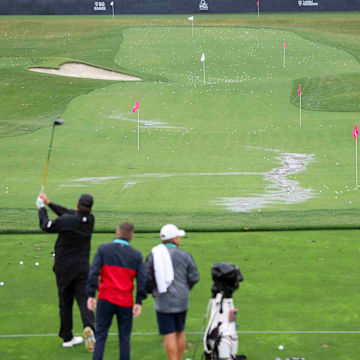 Players got limited practice time around Quail Hollow on Monday.