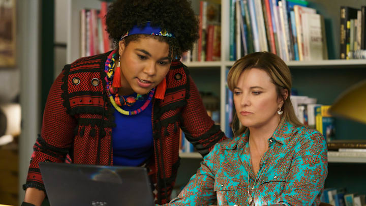 Ebony Vagulans as Madison Feliciano, Lucy Lawless as Alexa Crowe - My Life is Murder_ Season 2 - Photo Credit: Matt Klitscher/AcornTV